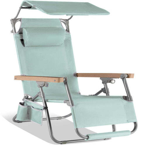 Beach Chair with Adjustable Canopy, Zero Gravity with Carry Straps