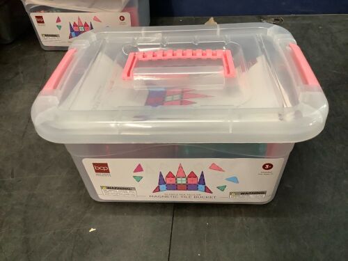 32-Piece Kids Mini Magnetic Tiles Educational STEM Toy Set w/ Carrying Case