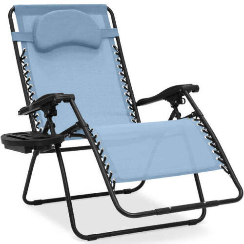 Oversized Reclining Zero Gravity Chair Lounger w/ Cup Holder, Pillow