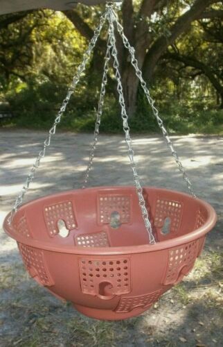 3-Pack of Betta Basket Planters 12 Side Panel Hanging Chain Plants Veggies Flower Pot