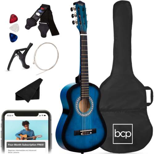 Beginner Acoustic Guitar Set w/ Case, Strap, Extra Strings - 38in