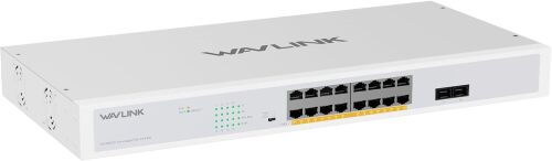 WAVLINK 18-Port Full Gigabit Switch with 16xPoE+ @ 250W, 2xSFP Uplink, Support 802.3af/at, Unmanaged Network Switch with VLAN, Default, Extend Mode, Desktop/Rack Mount