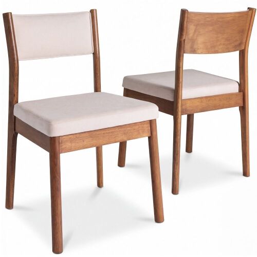 Modern Solid Wood & Upholstered Dining Chairs, Set of 2