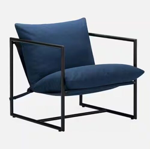 Zinus Ashton Navy Metal and Upholstered Sling Accent Chair