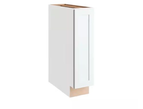 Hampton Bay Courtland 9 in. W x 24 in. D x 34.5 in. H Assembled Shaker Base Kitchen Cabinet in Polar White
