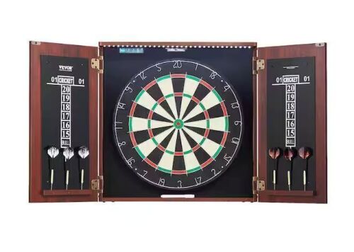 VEVOR Dartboard and Cabinet Set Ready-to-Play Bundle Official Size Dart Board Cabinet Steel Tip Dart Hideaway Cabinet