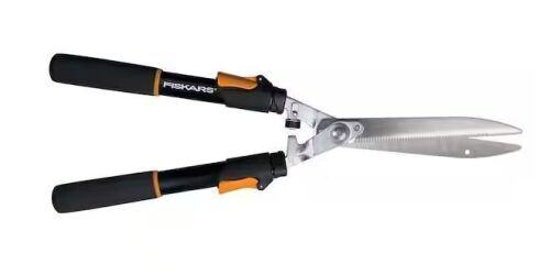 Fiskars 9 in. Power-Lever Steel Blade Telescoping Steel Handle Hedge Shears