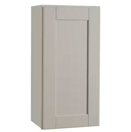 Hampton Bay Shaker 15 in. W x 12 in. D x 30 in. H Assembled Wall Kitchen Cabinet in Dove Gray