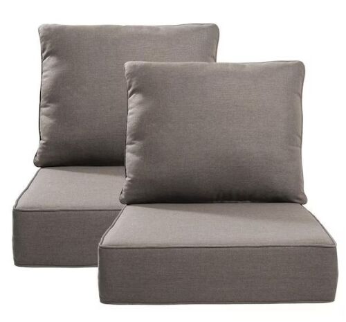 24 in. x 24 in. x 6 in. 4-Piece Repacement Deep Seating Olefin Outdoor Lounge Chair Cushion in Gray