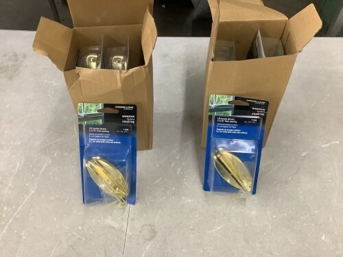 Lot of (12) Prime-Line Deluxe Style Wood Window Sash Lift, 3-3/16 in. Hole Centers, Steel, Brass Finish