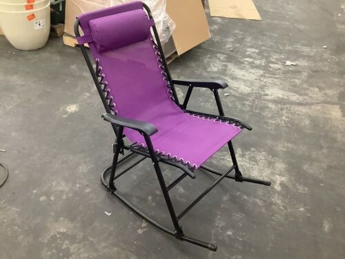 Folding Outdoor Zero Gravity Rocking Lounge Chair w/ Headrest Pillow