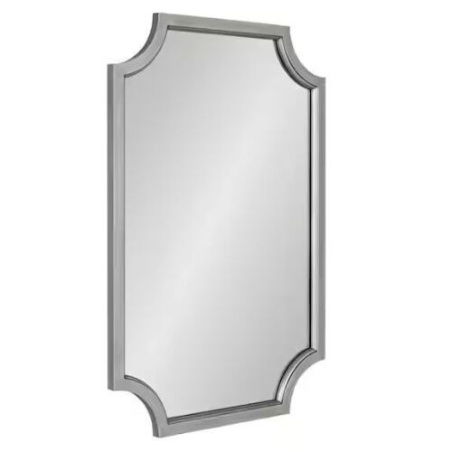 Kate and Laurel Hogan 24.00 in. W x 36.00 in. H Silver Scalloped Modern Framed Decorative Wall Mirror