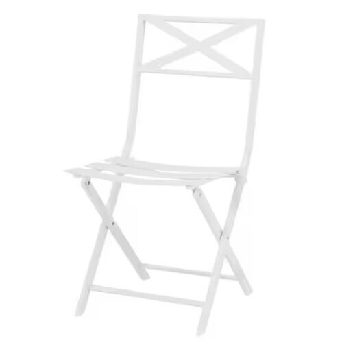 StyleWell Metal Slat Folding Outdoor Dining Chair in White