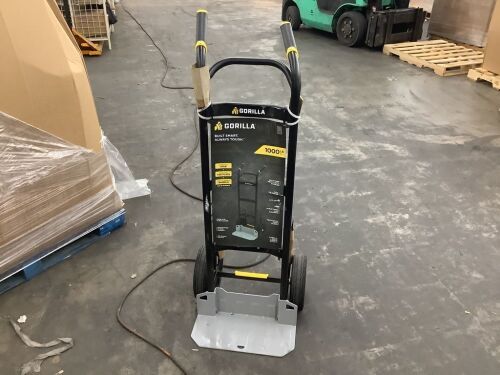 Gorilla 1,000 lbs. Capacity Steel Hand Truck with Multi-Grip Power Handle, Wide Load Toe Plate Super Duty Axle, Flat Free Tires - Bent Handle