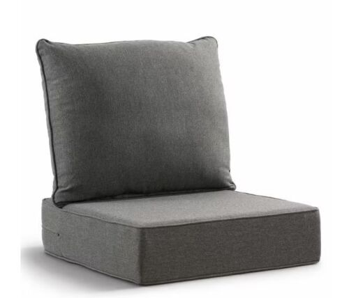 Duraolex 22in. W x 24in. D x 6in. Thick 2-Piece Deep Seating Outdoor Lounge Chair Olefin Cushion, Dark Gray