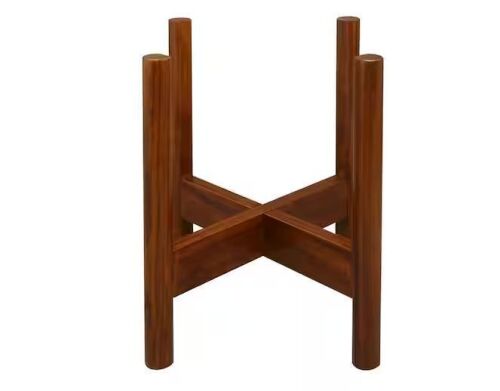 Casual Home Mid-Century Antique Mahogany Modern Wood Plant Display Stand, Fits Up to 12 in.