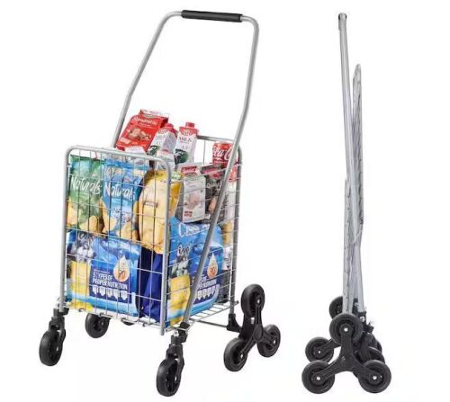 Stair Climbing Grocery Shopping Cart, 45L Cart with 360° Rolling Swivel Wheels