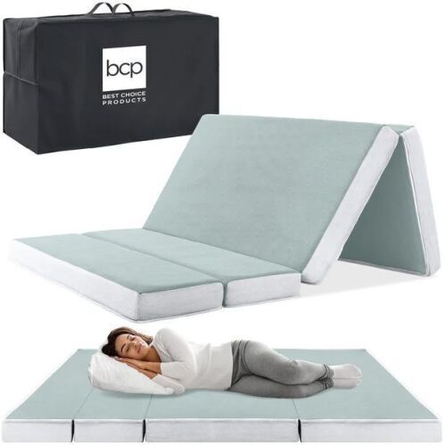 TwinXL 4in Portable Mattress Topper, Tri-Fold Mattress Pad - Seafoam