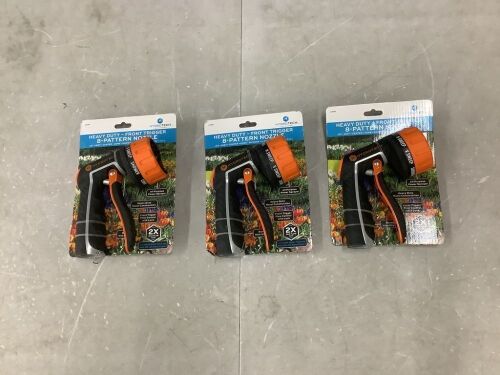 Lot of (3) Hydrotech Heavy Duty Front Trigger 8 Multi-Pattern Hose Nozzle