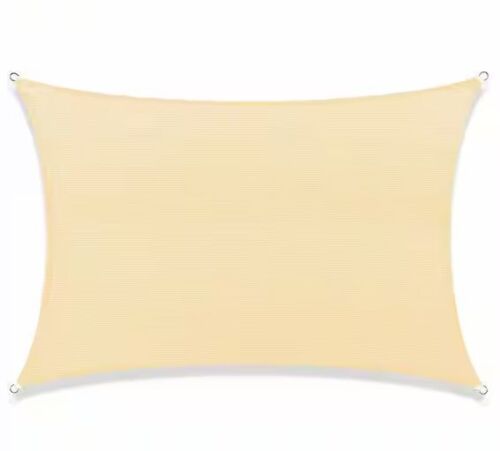 COLOURTREE 8 ft. x 16 ft. 190 GSM Beige Rectangle Sun Shade Sail Screen Canopy, Outdoor Patio and Pergola Cover