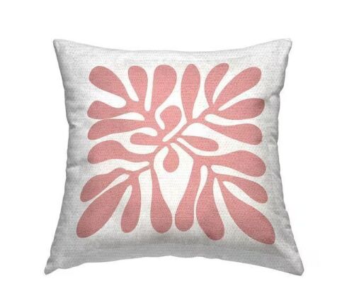 Lot of (2) Stupell Industries Contemporary Plant Leaf Red Square Outdoor Throw Pillow