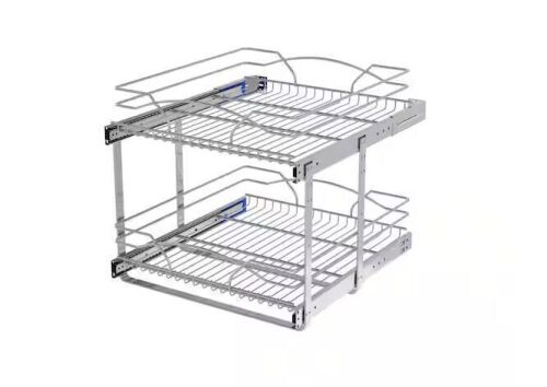 Rev-A-Shelf Chrome Steel 21 in. 2-Tier Pullout Basket with Soft-Close