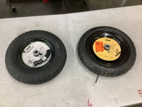Lot of (2) Wheelbarrow Tires - 1 Missing Spacers