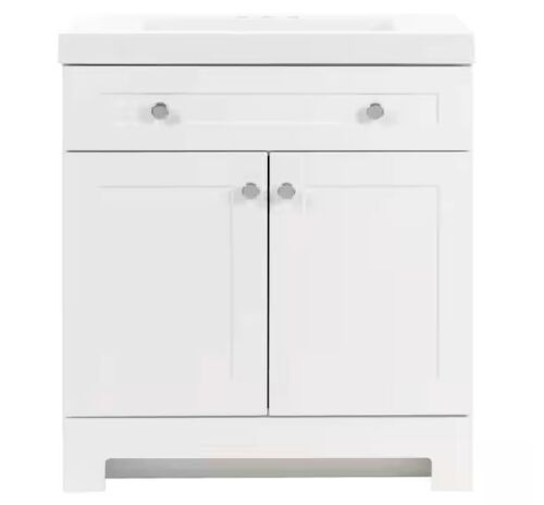 Glacier Bay Everdean 31 in. Single Sink White Freestanding Bath Vanity with White Cultured Marble Top