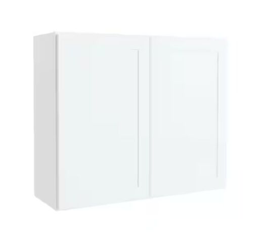 Hampton Bay Courtland 36 in. W x 12 in. D x 30 in. H Assembled Shaker Wall Kitchen Cabinet in Polar White
