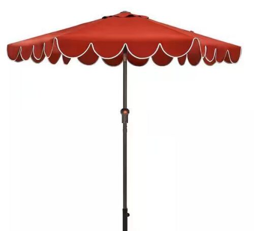 Hampton Bay 7.5 ft. Steel and Aluminum Market Crank and Tilt Patio Umbrella in Chili with Scallop Trim