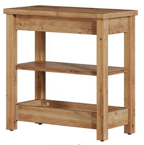 BYBLIGHT Kerlin 23.6 in. Brown Rectangular Solid Wood End Table