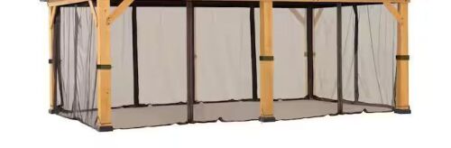 Sunjoy Replacement Gazebo Mosquito Netting Waterproof 6-Panel Screen Walls for 12 x 20 ft Gazebo