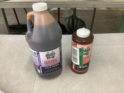 Blues Hog Original BBQ Sauce 87 oz & Tennessee Red Sauce 23 oz. - Both Unopened, 1 Has Broken Lid
