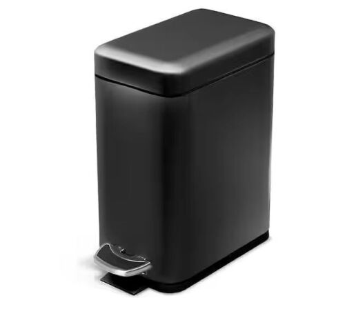 1.3 Gal. Stainless Steel Small Step-On Trash Can with Soft Close Lid and Slim Shape