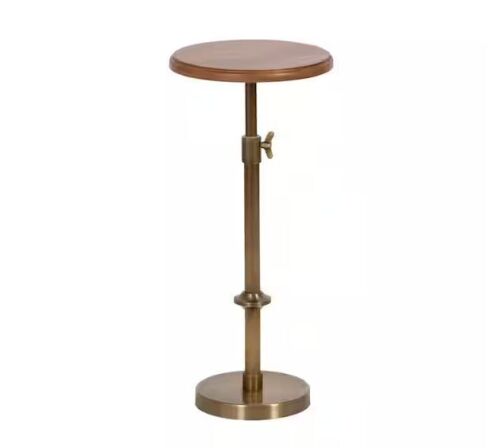 Kate and Laurel Engles 10 in. Walnut Brown Round Metal End Table