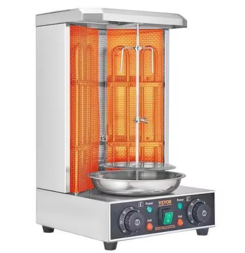 VEVOR Shawarma Portable Electric Grill Machine 13 lbs. Capacity with 2 Burners Stainless Steel