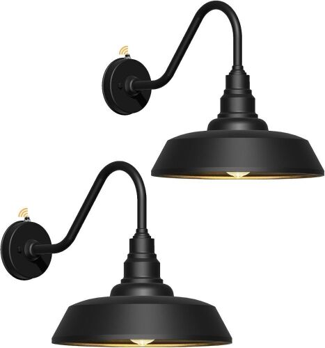 15" Dusk to Dawn Gooseneck Barn Lights, 2 Pack