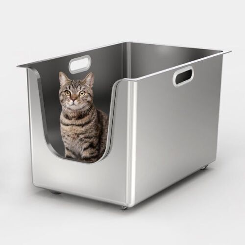 High Side Stainless Steel Litter Box