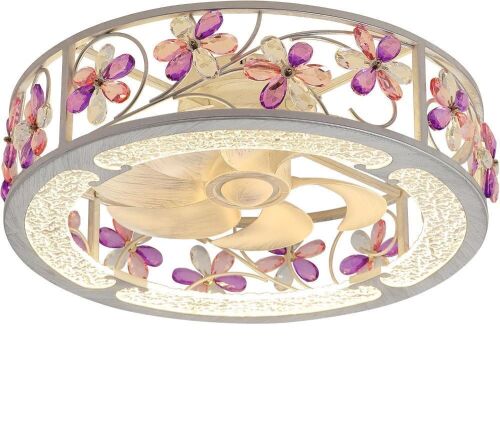 20" Low Profile Caged Ceiling Fan with Light