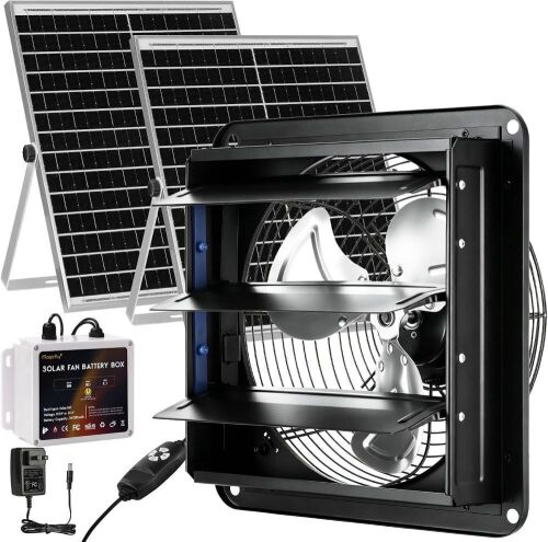 Magicfly 12" Solar Powered Shutter Ventilation Fan
