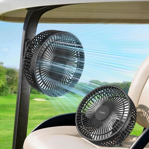 A2C Magnetic Rechargeable Fan for Golf Cart 7.5-Inch, Up to 28Hrs, 10000mAh, 2 pack