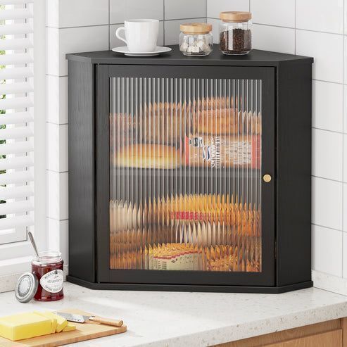 Kitsure 2-Tier Corner Bread Box with Magnetic Acrylic Door 16.5"H