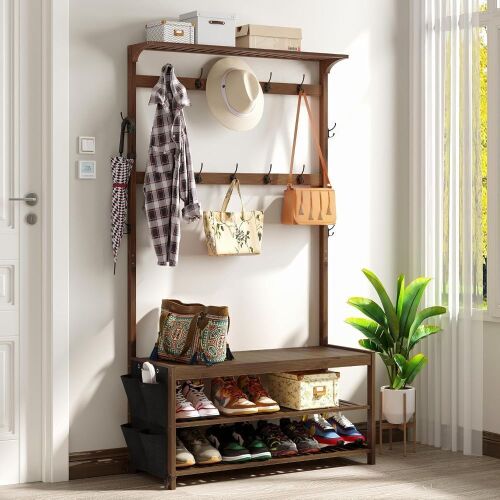 AMBIRD Hall Tree with Bench and Shoe Storage