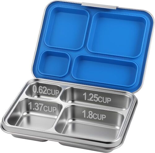Large Stainless Steel Bento Lunch Box With Silicone Leak-proof Lid