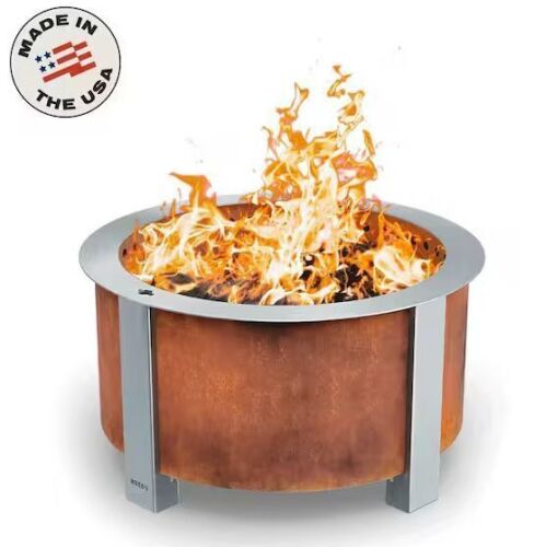 Breeo X-Series 24-Smokeless Fire Pit, Heavy-Gauge Steel Material, Corten Steel