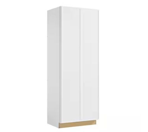 Hampton Bay Leyton 36 in. W x 24 in. D x 96 in. H Ready to Assemble Plywood Slim Shaker Wide Pantry Kitchen Cabinet in Alpine White