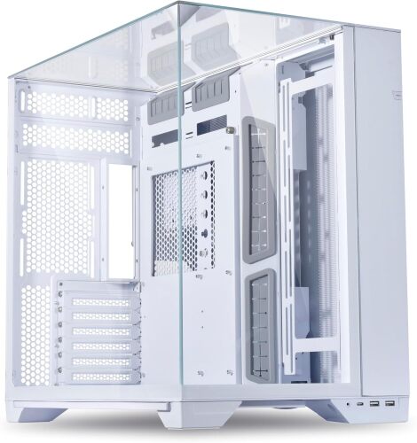 Lian Li O11 Vision ATX Mid-Tower PC Case, 3-Sided Glass, White Pillar-free three-sided glass, dual-chamber layout, adjustable motherboard tray and support for up to two 360mm radiators