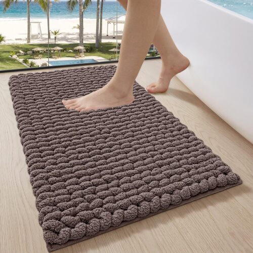 LUMI Chenille Bathroom Rug, Non Slip Absorbent Bath Mat
