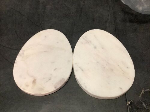 Bullseye's Playground Easter White Marble Egg Shaped Serving Board, 2-Pack