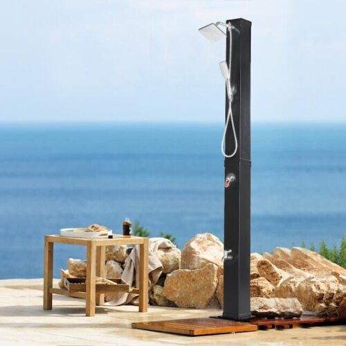 VINGLI 7.2FT 10.6 Gallon Solar Heated Shower with Shower Head Handhold and Foot Tap for Poolside Backyard Beach Spa